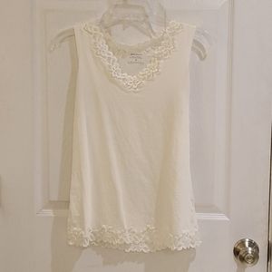 Dress Barn White Cami with Lace Flowers